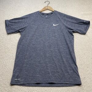 Nike Swim Mens Dri-FIT Rash Guard Shirt Blue Heather UPF 40 Medium NESSA590